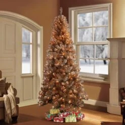 6.5ft. Pre-Lit Tinsel Artificial Christmas Tree, Clear LED Lights -Michaels Store D248300S 2