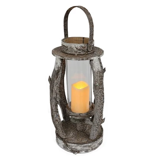 22.5" Round Wooden Lantern With LED Candle 2 22.5" Round Wooden Lantern With LED Candle - Image 2