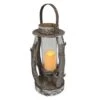 22.5" Round Wooden Lantern With LED Candle