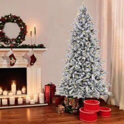 6.5ft. Pre-Lit Flocked ‎Bennington Fir Artificial Christmas Tree, Clear Lights -Michaels Store D248378S 2