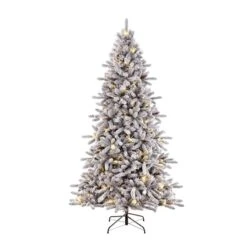 6.5ft. Pre-Lit Flocked ‎Bennington Fir Artificial Christmas Tree, Clear Lights -Michaels Store D248378S 5