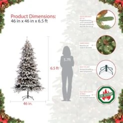 6.5ft. Pre-Lit Flocked ‎Bennington Fir Artificial Christmas Tree, Clear Lights -Michaels Store D248378S 7