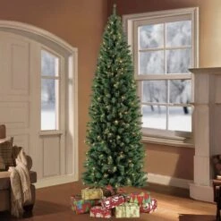 7.5ft Pre-Lit Northern Fir Pencil Artificial Christmas Tree, Clear Lights -Michaels Store D248439S 2