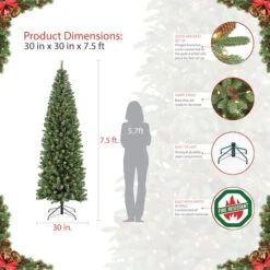7.5ft Pre-Lit Northern Fir Pencil Artificial Christmas Tree, Clear Lights -Michaels Store D248439S 7