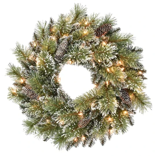 24" Pre-Lit Snowy Wreath 3 24" Pre-Lit Snowy Wreath - Image 3