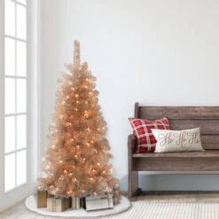 4.5ft. Pre-Lit Tinsel Artificial Christmas Tree, Clear Lights -Michaels Store D248518S 25