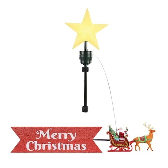 Animated Santa's Sleigh With Banner Tree Topper 2 Animated Santa's Sleigh With Banner Tree Topper - Image 2