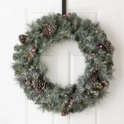 Glitzhome® 24" LED Glittered Pinecone Christmas Wreath -Michaels Store D251177S 2