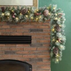 Glitzhome® 9ft. LED Glittered Pinecone Christmas Garland -Michaels Store D251180S 2