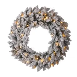 Glitzhome® 24" LED Snow Flocked Christmas Wreath