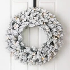 Glitzhome® 24" LED Snow Flocked Christmas Wreath -Michaels Store D251183S 2