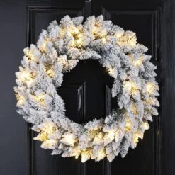 Glitzhome® 24" LED Snow Flocked Christmas Wreath -Michaels Store D251183S 3