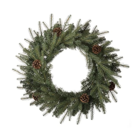 Glitzhome® 24" LED Greenery & Pinecone Christmas Wreath 1 Glitzhome® 24" LED Greenery & Pinecone Christmas Wreath