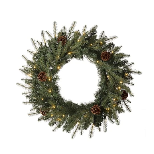 Glitzhome® 24" LED Greenery & Pinecone Christmas Wreath 4 Glitzhome® 24" LED Greenery & Pinecone Christmas Wreath - Image 4