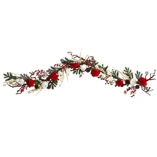 6ft. Hydrangea With White Roses Garland 2 6ft. Hydrangea With White Roses Garland - Image 2