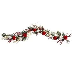 6ft. Hydrangea With White Roses Garland