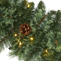 6ft. Pre-Lit White Warm LED White Mountain Pine & Pinecones Artificial Garland -Michaels Store D251207S 3