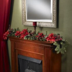 5ft. Poinsettia & Berry Artificial Garland 7 5ft. Poinsettia & Berry Artificial Garland -Michaels Store D251210S 13
