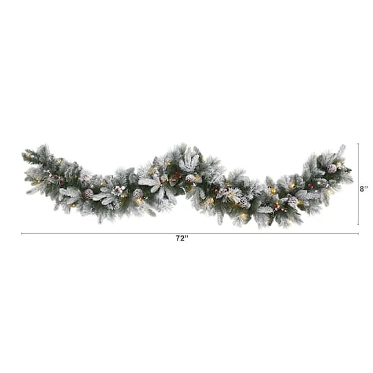 6ft. Pre-Lit Flocked Mixed Pine Artificial Christmas Garland With LED Lights 3 6ft. Pre-Lit Flocked Mixed Pine Artificial Christmas Garland With LED Lights - Image 3