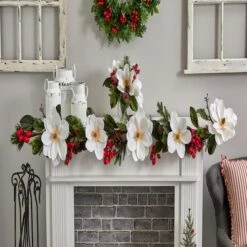 6ft. Magnolia, Pine & Berries Artificial Garland -Michaels Store D251212S 13