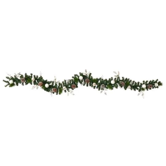 9ft. Pre-Lit Clear LED Ornament & Pinecone Artificial Christmas Garland 4 9ft. Pre-Lit Clear LED Ornament & Pinecone Artificial Christmas Garland - Image 4