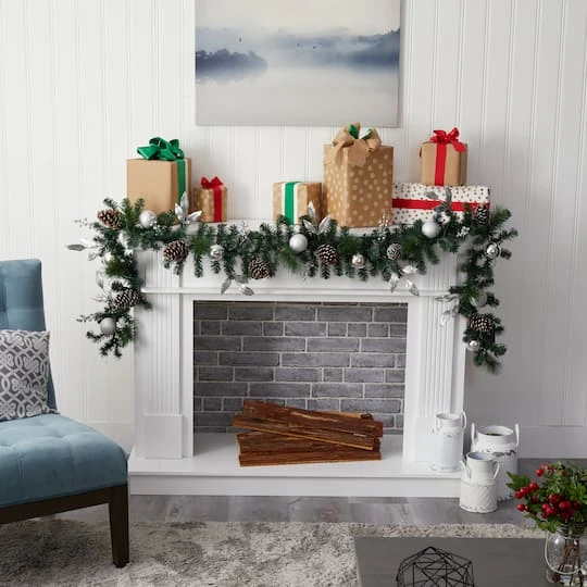 9ft. Pre-Lit Clear LED Ornament & Pinecone Artificial Christmas Garland 7 9ft. Pre-Lit Clear LED Ornament & Pinecone Artificial Christmas Garland - Image 7