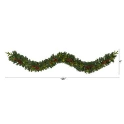 9ft. Pre-Lit Clear LED Mixed Pine, Berry & Pinecone Artificial Christmas Garland -Michaels Store D251217S 2