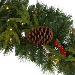 9ft. Pre-Lit Clear LED Mixed Pine, Berry & Pinecone Artificial Christmas Garland -Michaels Store D251217S 3