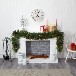 9ft. Pre-Lit Clear LED Mixed Pine, Berry & Pinecone Artificial Christmas Garland -Michaels Store D251217S 4