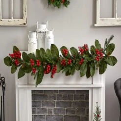 5ft. Magnolia Berry Pine Artificial Garland 8 5ft. Magnolia Berry Pine Artificial Garland -Michaels Store D251218S 13