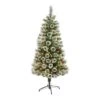 5ft. Pre-Lit Frosted Swiss Pine Artificial Christmas Tree With Berries, Clear LED Lights