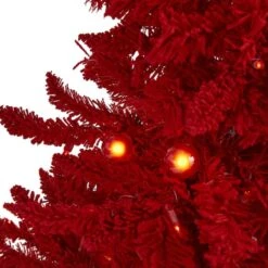 4ft. Pre-Lit Red Flocked Fraser Fir Artificial Christmas Tree With Red Lights -Michaels Store D251320S 3