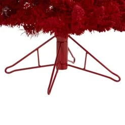 4ft. Pre-Lit Red Flocked Fraser Fir Artificial Christmas Tree With Red Lights -Michaels Store D251320S 4