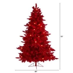 6ft. Pre-Lit Red Fraser Fir Artificial Christmas Tree, Red Lights -Michaels Store D251323S 2