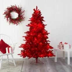 6ft. Pre-Lit Red Fraser Fir Artificial Christmas Tree, Red Lights -Michaels Store D251323S 5