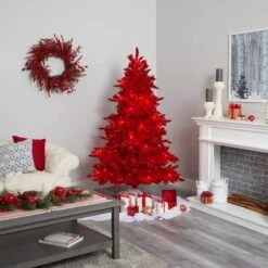6ft. Pre-Lit Red Fraser Fir Artificial Christmas Tree, Red Lights -Michaels Store D251323S 6