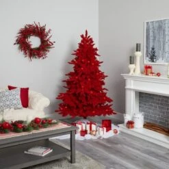 6ft. Pre-Lit Red Fraser Fir Artificial Christmas Tree, Red Lights -Michaels Store D251323S 7