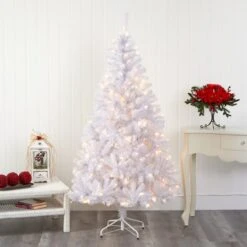 6ft. Pre-Lit White Artificial Christmas Tree, Clear LED Lights 11 6ft. Pre-Lit White Artificial Christmas Tree, Clear LED Lights -Michaels Store D251329S 7
