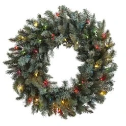 30” Pre-Lit Pine Wreath With Colored Lights