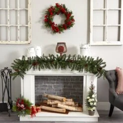 24" Plum Blossom Pine Wreath -Michaels Store D251356S 14