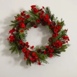 24" Plum Blossom Pine Wreath -Michaels Store D251356S 15