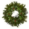 22" Pinecone & Holly Leaf Artificial Wreath