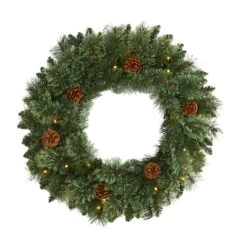24" LED White Mountain Pine Artificial Christmas Wreath