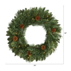 24" LED White Mountain Pine Artificial Christmas Wreath 11 24" LED White Mountain Pine Artificial Christmas Wreath -Michaels Store D251387S 2