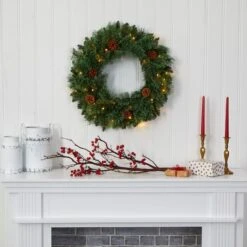 24" LED White Mountain Pine Artificial Christmas Wreath 9 24" LED White Mountain Pine Artificial Christmas Wreath -Michaels Store D251387S 4