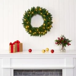24" LED Green Pine Artificial Christmas Wreath -Michaels Store D251388S 5