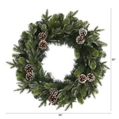 24" Pre-Lit Snowed Pinecone Artificial Christmas Wreath -Michaels Store D251391S 2