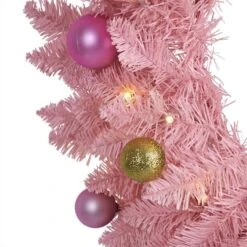 24" LED Pink Artificial Christmas Wreath With Ornaments -Michaels Store D251392S 3