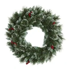 24" LED Frosted Swiss Pine & Berry Artificial Wreath -Michaels Store D251393S 3