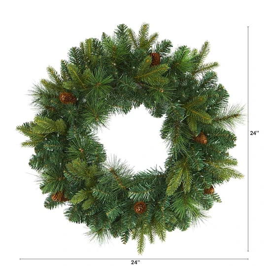 24" LED Mixed Pine Artificial Christmas Wreath 6 24" LED Mixed Pine Artificial Christmas Wreath - Image 6